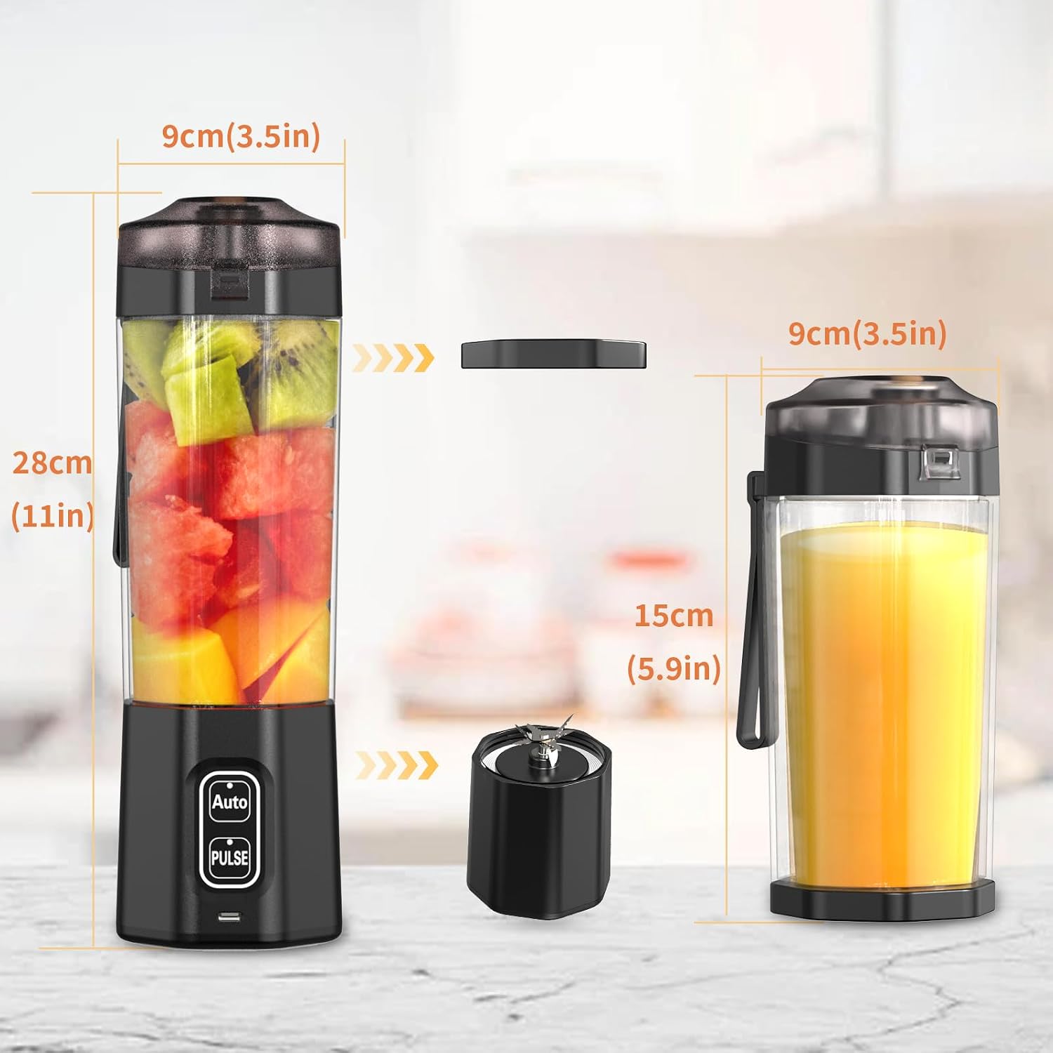 Portable Blender, Personal Blenders with Pulse Mode, Smoothie & Shake Maker